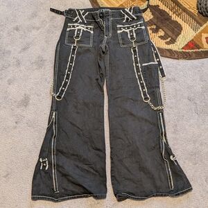 Tripp NYC Black Wide Leg Jeans with Chain Details